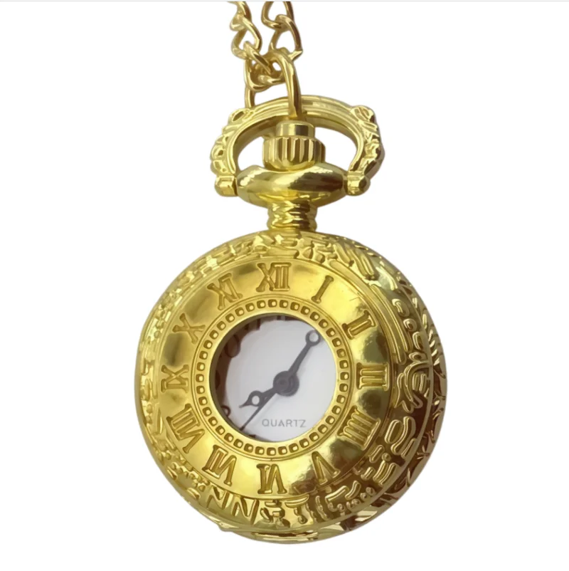 Retro Charm Compact Neutral Fashion Roman Digital Quartz Steampunk Pocket Watch Women's and Men's Necklace Pendant Gift