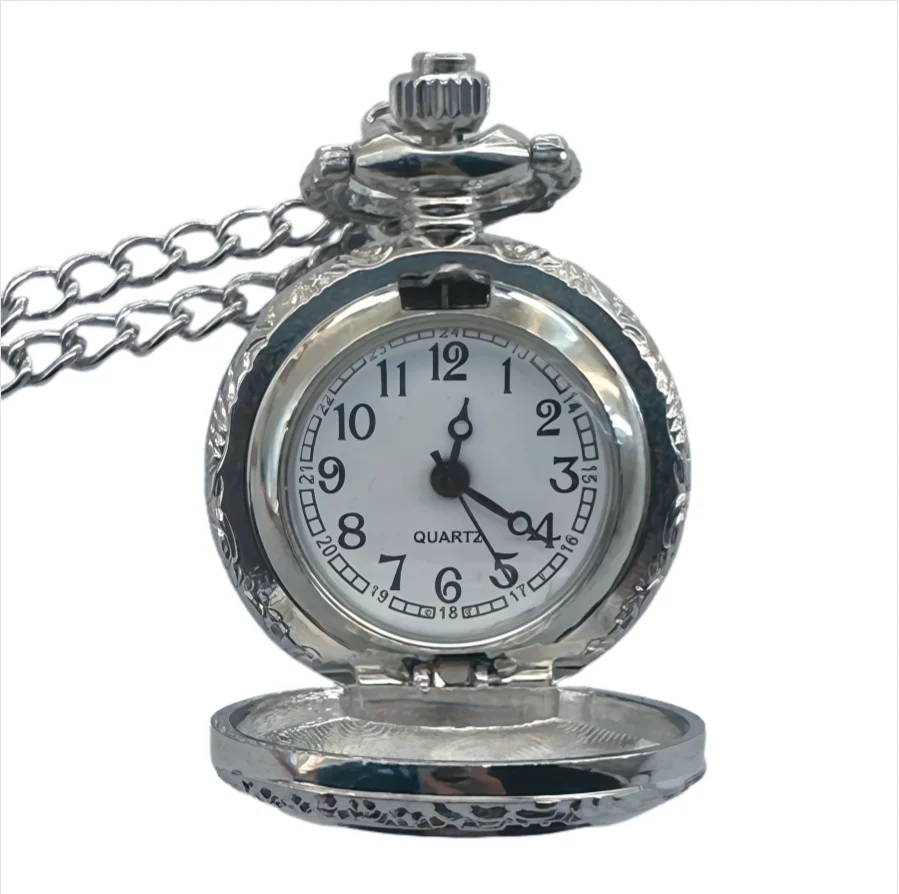 Retro Charm Compact Neutral Fashion Roman Digital Quartz Steampunk Pocket Watch Women's and Men's Necklace Pendant Gift