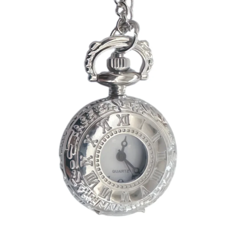 Retro Charm Compact Neutral Fashion Roman Digital Quartz Steampunk Pocket Watch Women's and Men's Necklace Pendant Gift