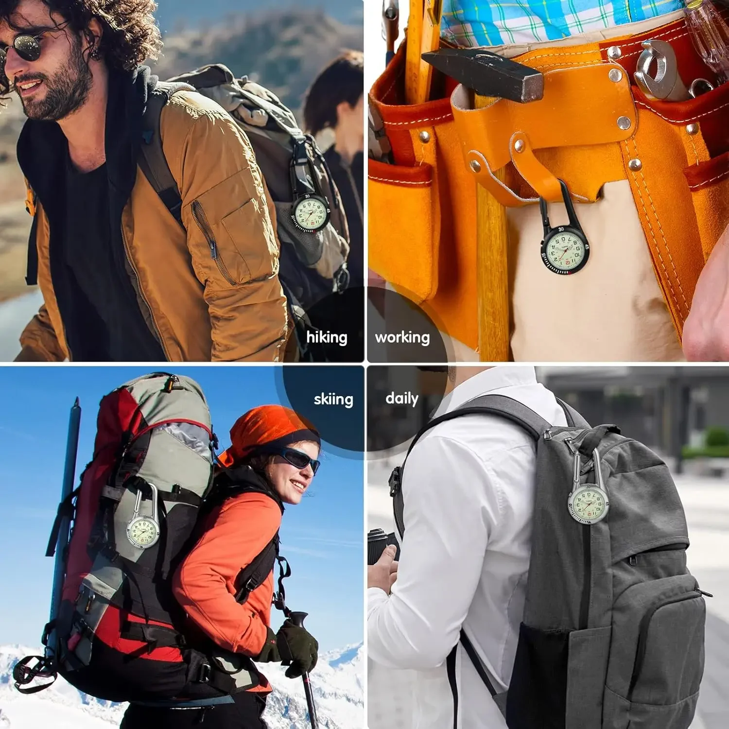 New Carabiner Clip Watches Fob Nurse Pocket Watch Medical Sports Outdoor Vintage Clock Mountaineering Sport Equipment