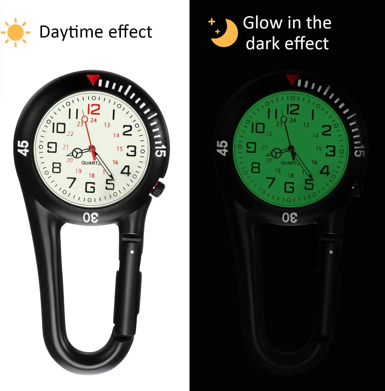 New Carabiner Clip Watches Fob Nurse Pocket Watch Medical Sports Outdoor Vintage Clock Mountaineering Sport Equipment
