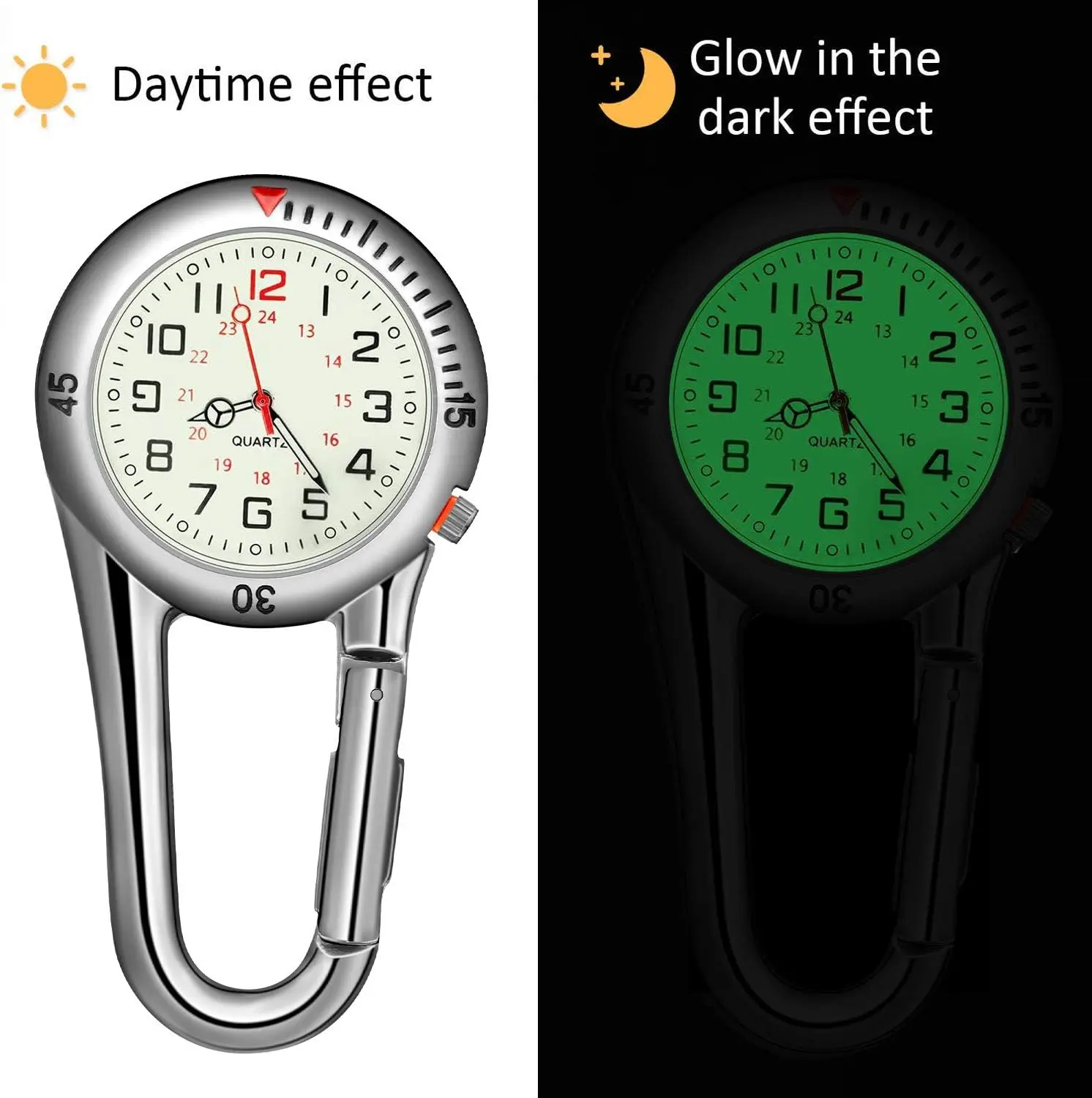 New Carabiner Clip Watches Fob Nurse Pocket Watch Medical Sports Outdoor Vintage Clock Mountaineering Sport Equipment