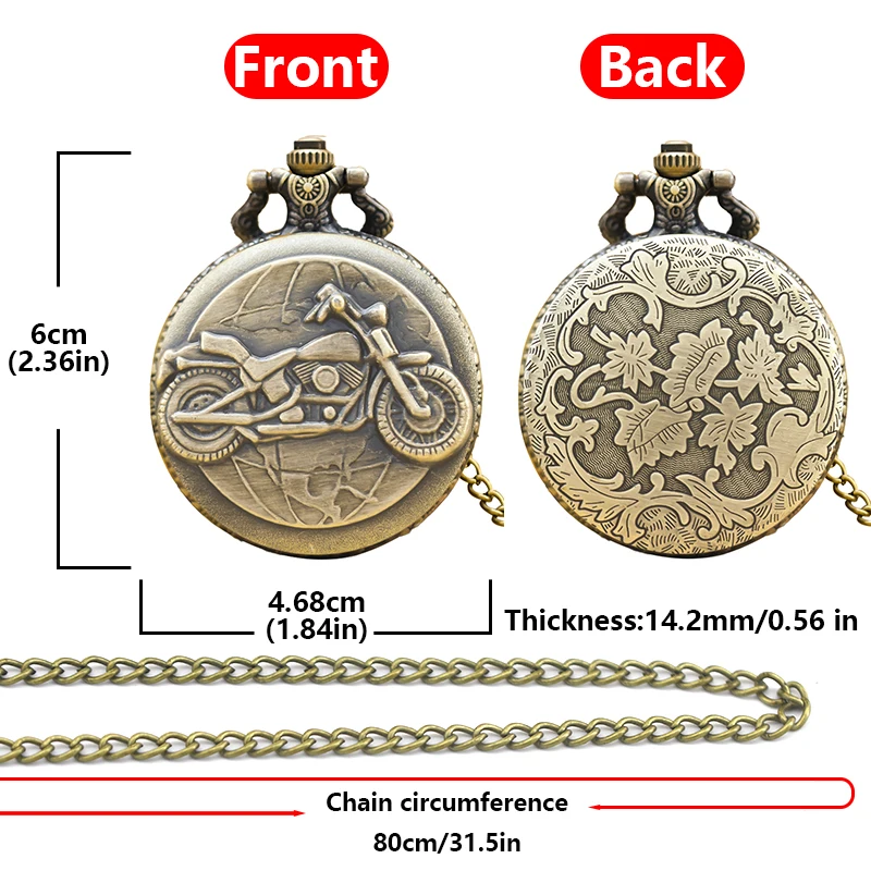 Retro Charm Neutral Fashion Motorcycle Carving Quartz Steampunk Pocket Watch Men's and Women's Necklace Pendant Gift