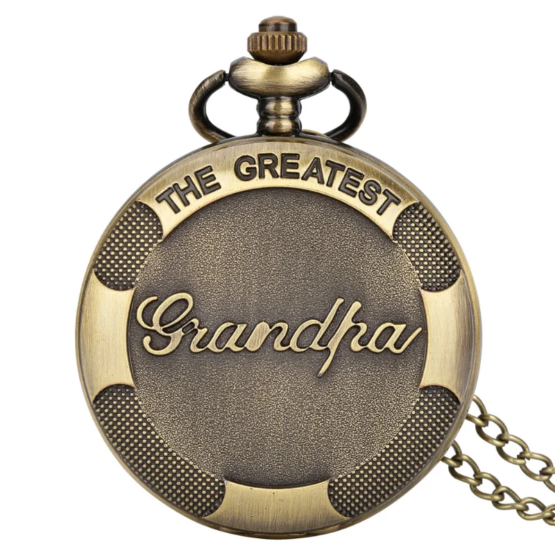 Gift to the Greatest Grandpa Quartz Pocket Watch Arabic Numerals Dial Necklace Wall Clock Birthday Holiday Gift