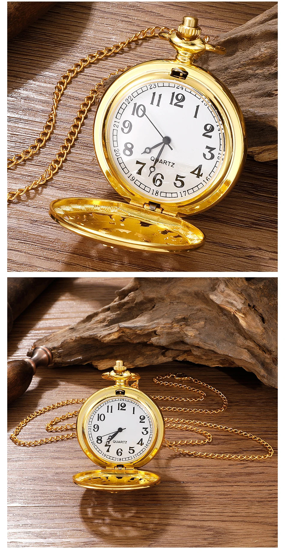 2026 New Antique Steampunk Vintage Arabic Numerals Quartz Pocket Watch Gold Case Necklace Pendant Clock Chain Mens Women