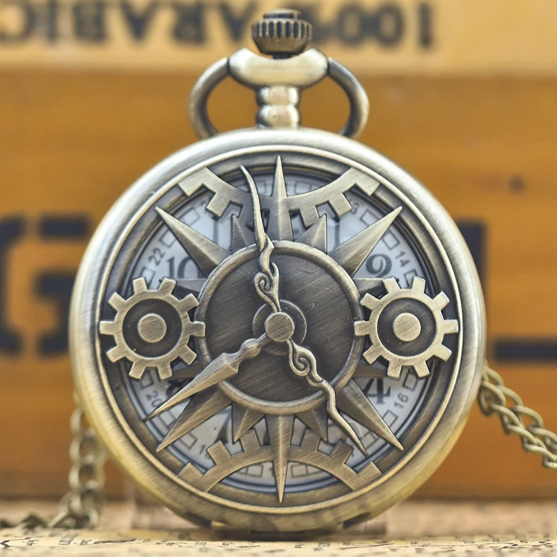 Retro Charm Neutral Fashion Hollow Carving Quartz Steampunk Pocket Watch Women's and Men's Necklace Pendant Gift
