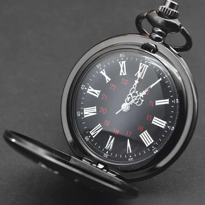 Retro Charm Neutral Fashion Hollow Roman Digital Carving Quartz Pocket Watch Steampunk Men's and Women's Necklace Pendant Gift