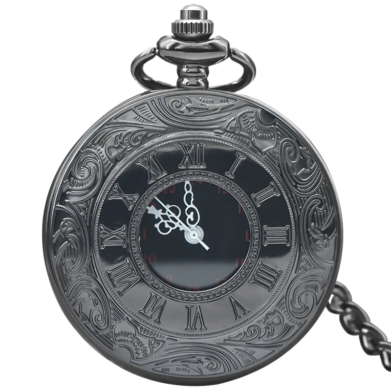 Retro Charm Neutral Fashion Hollow Roman Digital Carving Quartz Pocket Watch Steampunk Men's and Women's Necklace Pendant Gift