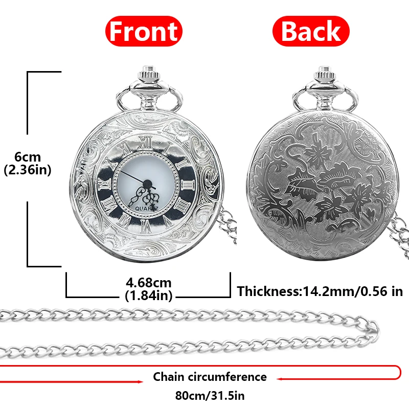 Retro Charm Neutral Fashion Hollow Roman Digital Carving Quartz Pocket Watch Steampunk Men's and Women's Necklace Pendant Gift
