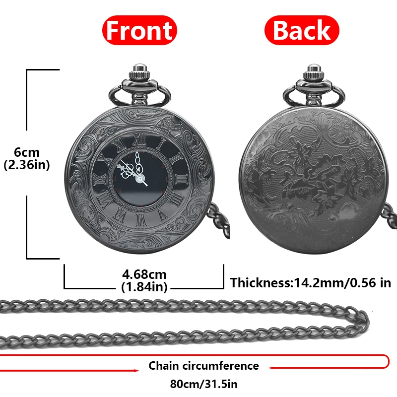 Retro Charm Neutral Fashion Hollow Roman Digital Carving Quartz Pocket Watch Steampunk Men's and Women's Necklace Pendant Gift