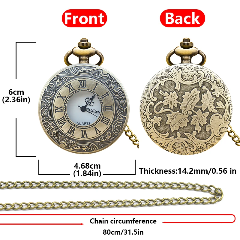 Retro Charm Neutral Fashion Hollow Roman Digital Carving Quartz Pocket Watch Steampunk Men's and Women's Necklace Pendant Gift