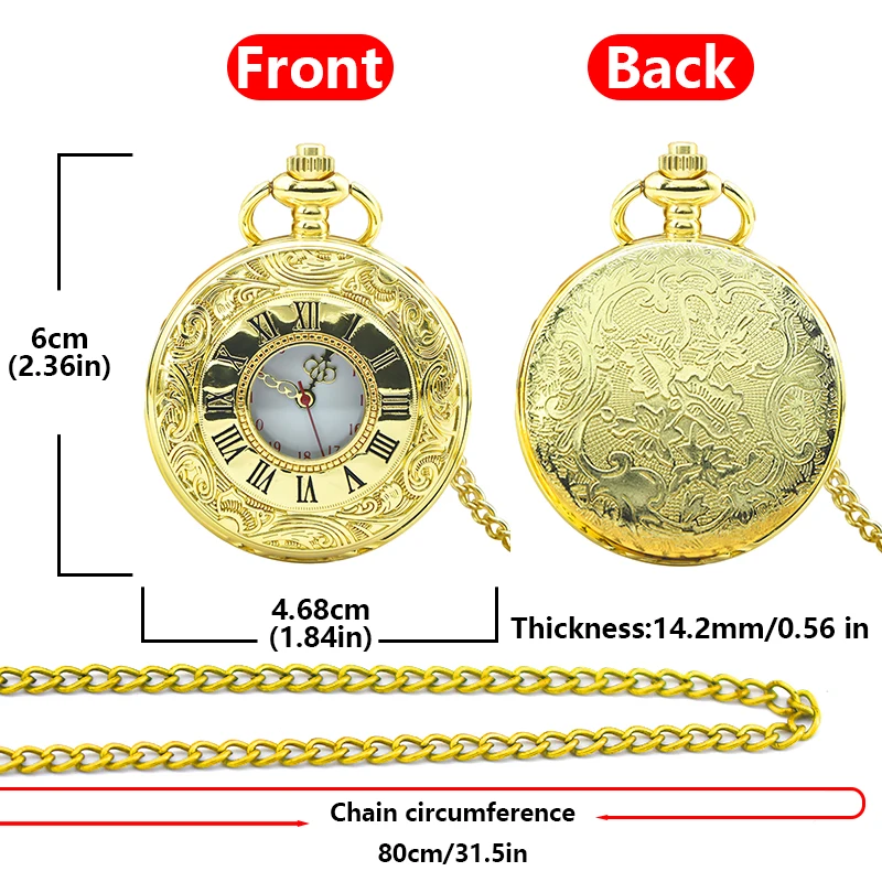 Retro Charm Neutral Fashion Hollow Roman Digital Carving Quartz Pocket Watch Steampunk Men's and Women's Necklace Pendant Gift