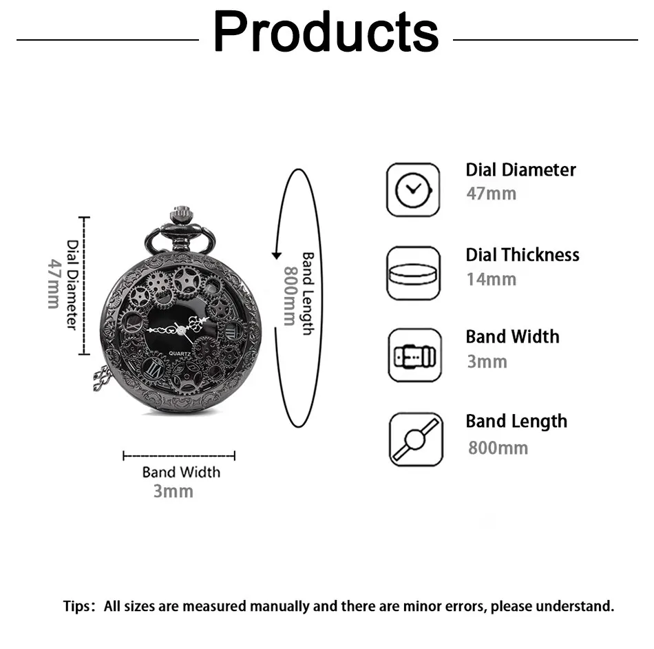Steampunk Copper Vintage Hollow Gear Hollow Quartz Pocket Watch Necklace Pendant Clock Chain Men Women with Chain Gifts