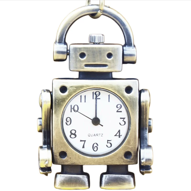 Retro Charm Neutral Fashion Robot Appearance Quartz Steampunk Pocket Watch Men's and Women's Necklace Pendant Gift