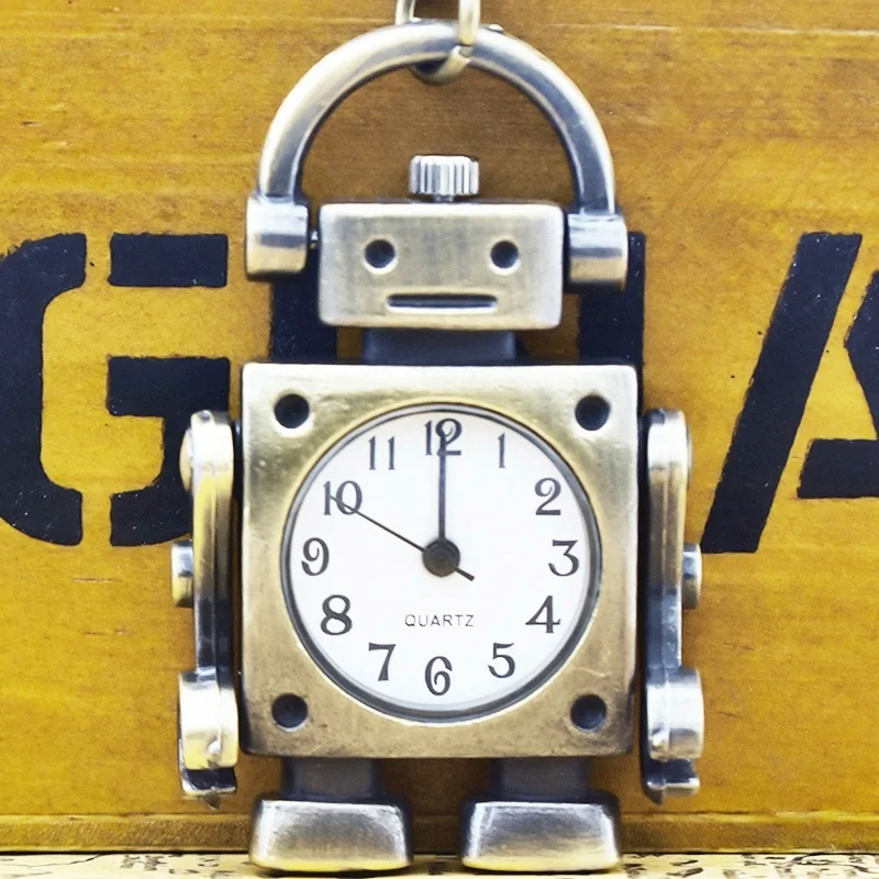 Retro Charm Neutral Fashion Robot Appearance Quartz Steampunk Pocket Watch Men's and Women's Necklace Pendant Gift