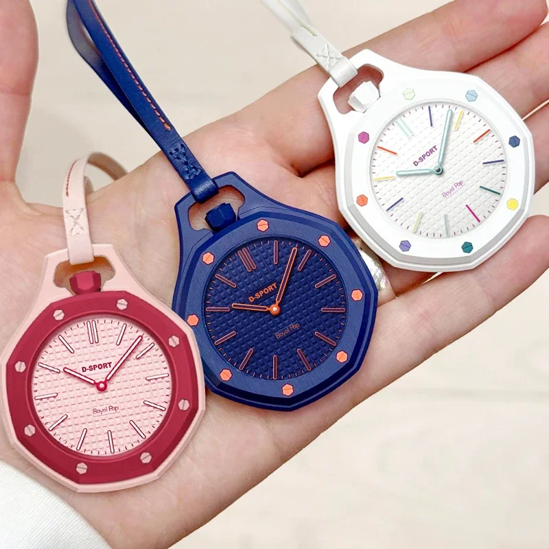 Fashion Sports Octagonal Pocket Watch With Lanyard Hot Style Neck Quartz Movement Candy Color Pendant Watch Mini Hanging Watch