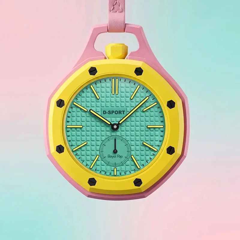 Fashion Sports Octagonal Pocket Watch With Lanyard Hot Style Neck Quartz Movement Candy Color Pendant Watch Mini Hanging Watch