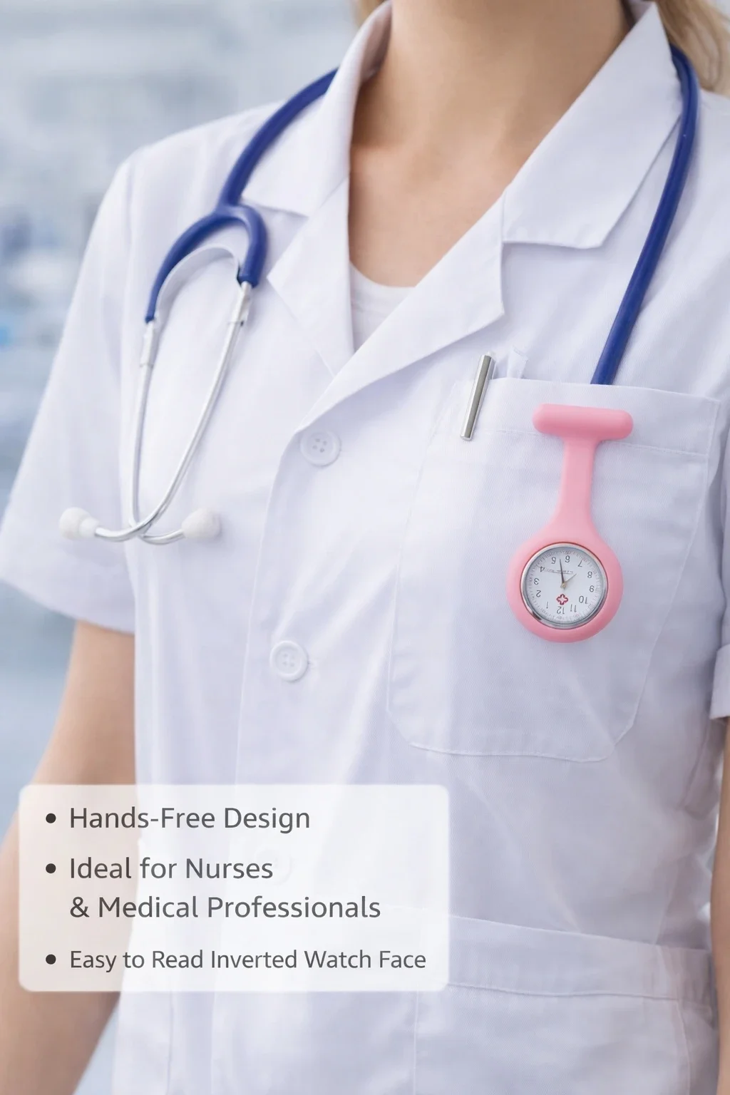 Silicone Nurse Fob Watch, Clip‑on Brooch Quartz Pocket Watch, Medical Hanging Watch for Doctor Nurse Work Uniform Accessories