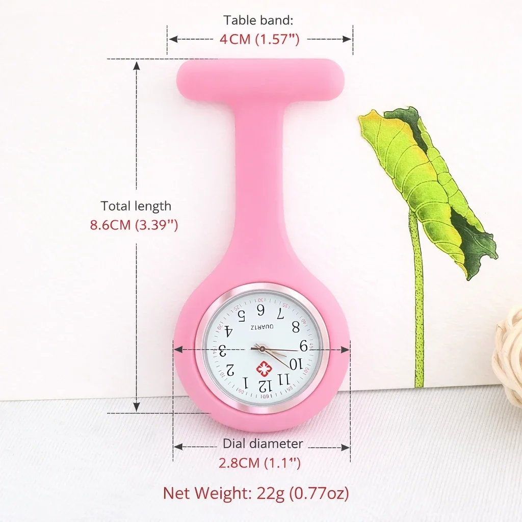 Silicone Nurse Fob Watch, Clip‑on Brooch Quartz Pocket Watch, Medical Hanging Watch for Doctor Nurse Work Uniform Accessories