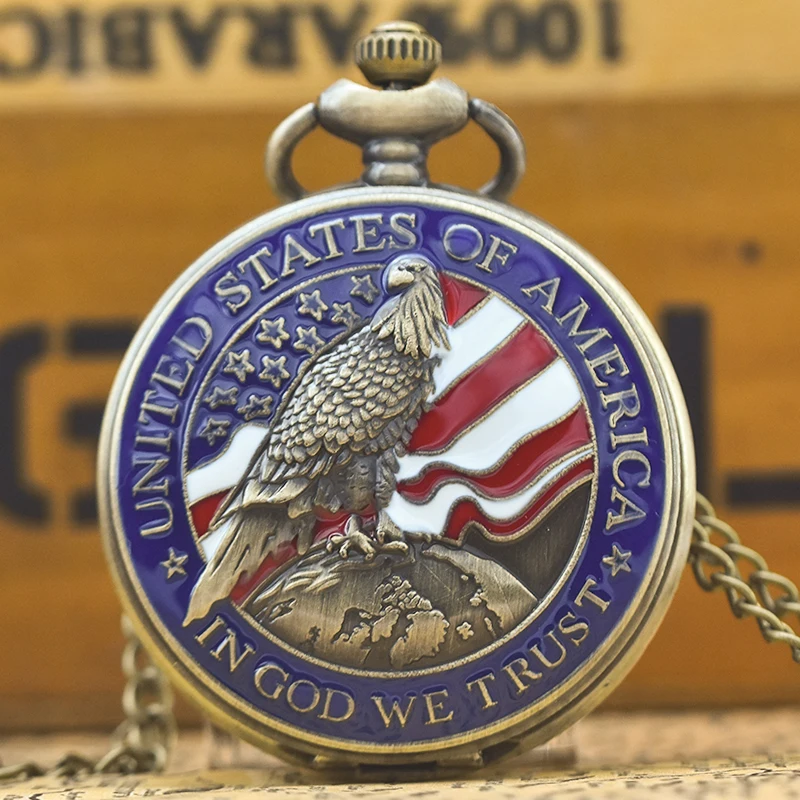 Retro Charm Neutral Fashion Eagle Carving Quartz Pocket Watch Steampunk Men's and Women's Necklace Pendant Gift