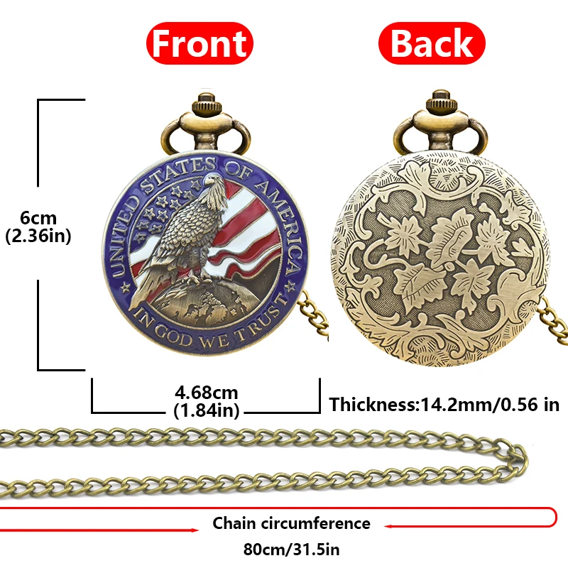 Retro Charm Neutral Fashion Eagle Carving Quartz Pocket Watch Steampunk Men's and Women's Necklace Pendant Gift