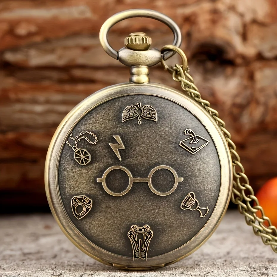 Retro Cartoon Sparkle Glasses Graphic Quartz Pocket Watch - A Timeless Accessory!