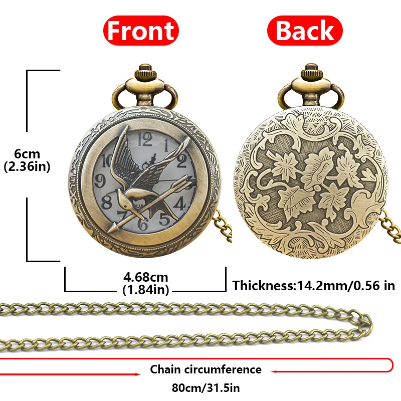 Retro Charm Neutral Fashion Hollow Bird Carving Quartz Steampunk Pocket Watch Men's and Women's Necklace Pendant Gift