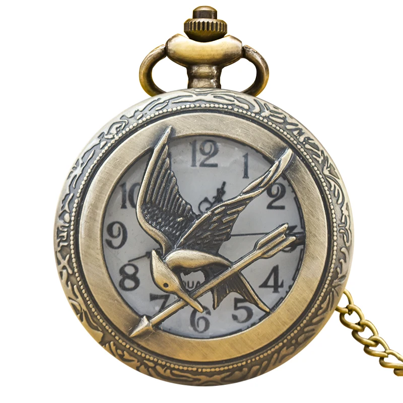 Retro Charm Neutral Fashion Hollow Bird Carving Quartz Steampunk Pocket Watch Men's and Women's Necklace Pendant Gift