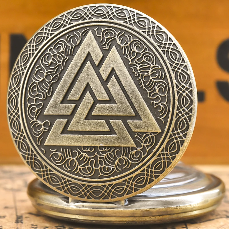 Retro Charm Neutral Fashion Viking Style Carving Quartz Steampunk Pocket Watch Men's and Women's Necklace Pendant Gift