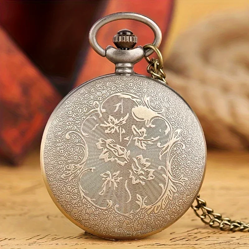 Steampunk Hollow Gear Quartz Pocket Watch Antique Bronze Pocket Watch with Pendant &Necklace Chain Men Collectible Birthday Gift