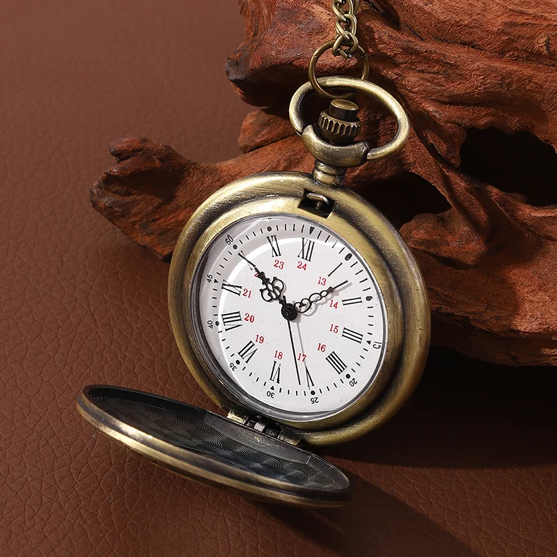 2026 Vintage Bronze Romantic English Vintage Classic Pattern Pocket Watch Roman Numerals Antique Pocket Watch Father's Day Gift