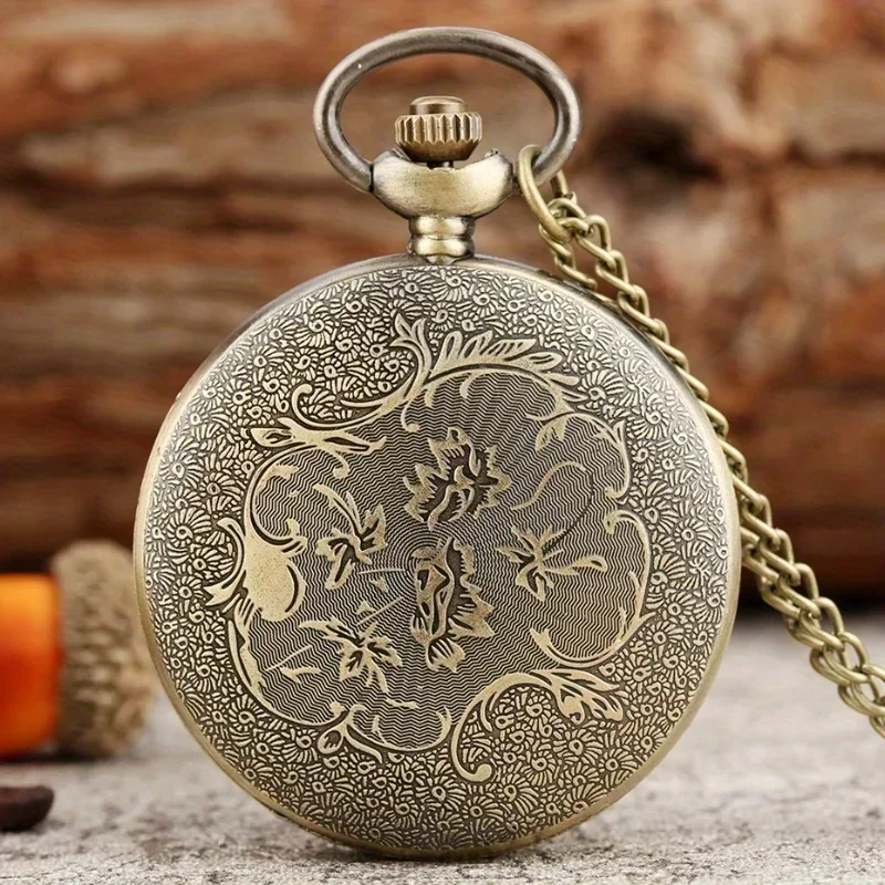 Vintage Bronze Bill Cipher Quartz Pocket Watch Pendant Necklace - Perfect Gift for Women!