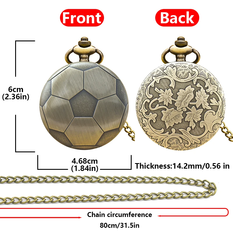 Retro Charm Neutral Fashion Football Carving Quartz Pocket Watch Steampunk Men's and Women's Necklace Pendant Gift