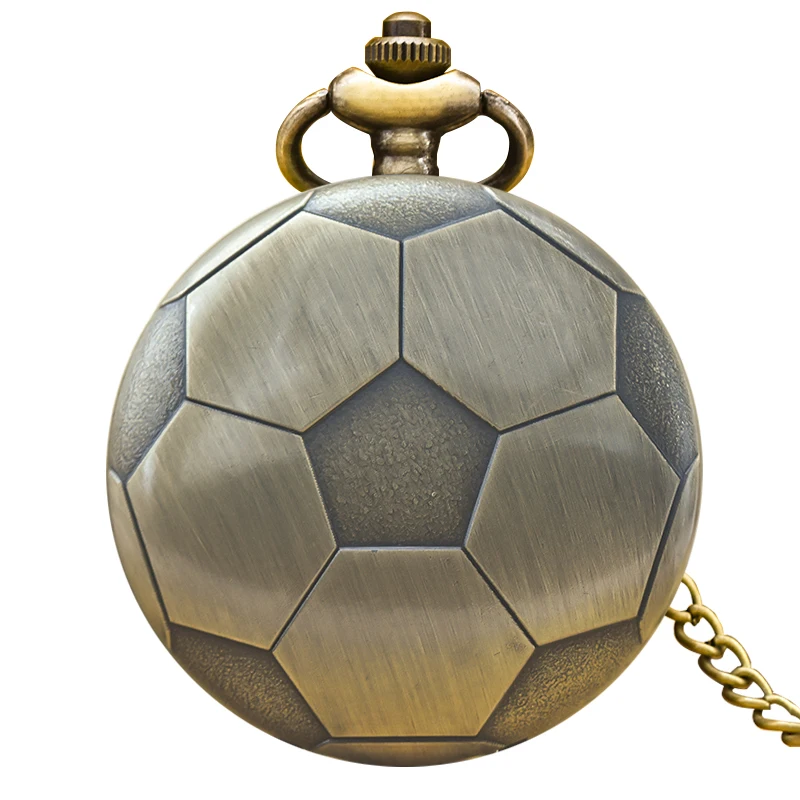 Retro Charm Neutral Fashion Football Carving Quartz Pocket Watch Steampunk Men's and Women's Necklace Pendant Gift