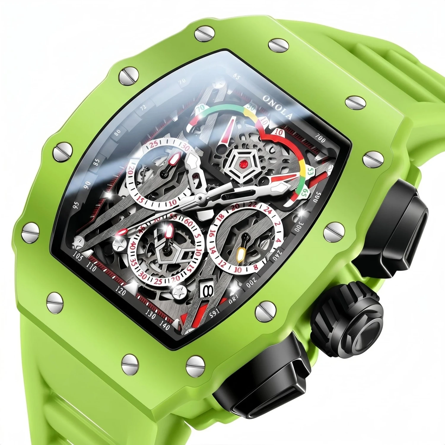 ONOLA Watch Men's Multi Functional Wine Bucket Watch Sports Quartz Watch Waterproof Luminous Silicone Strap