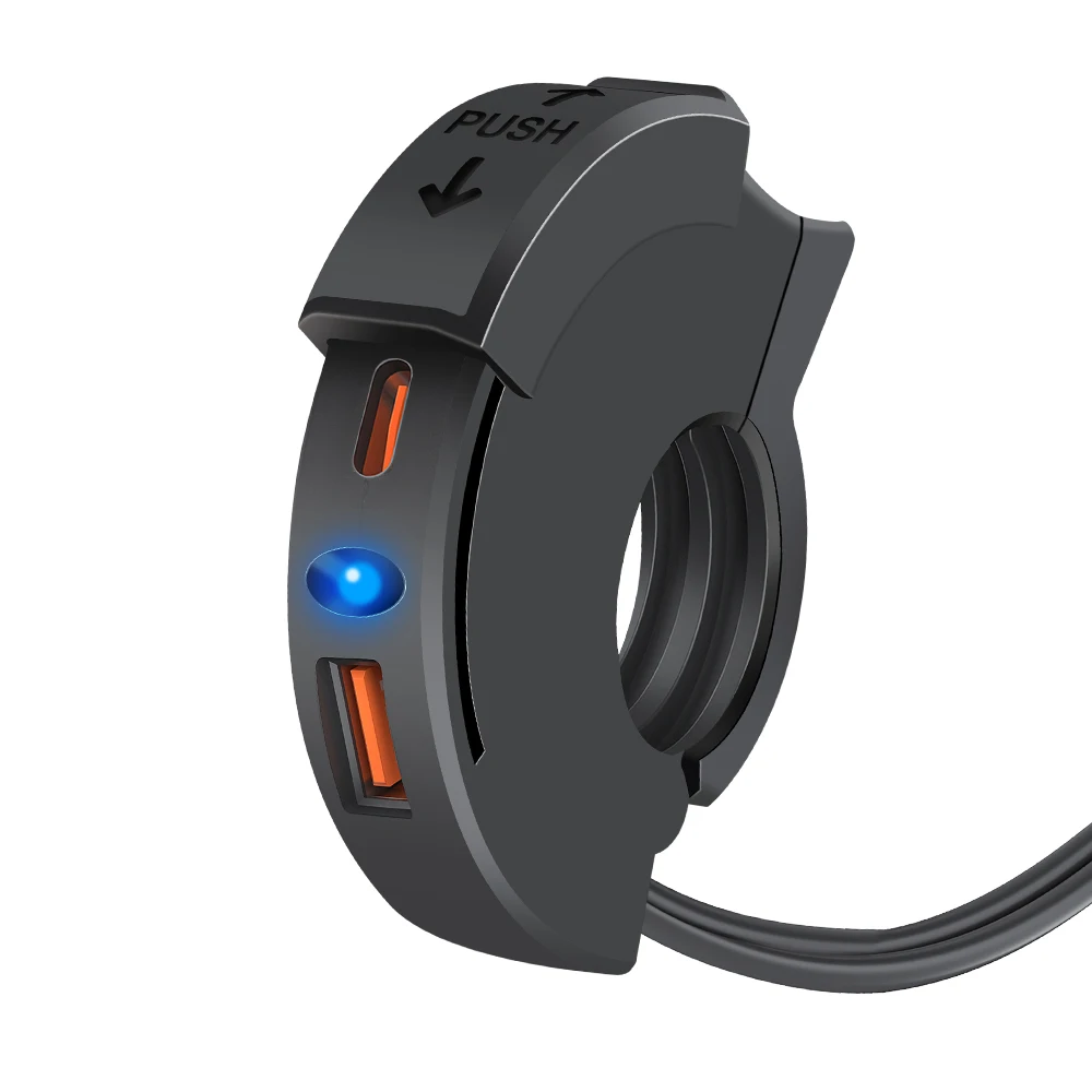 48W Motorcycle Fast Charger QC3.0 18W PD 30W Handlebar Charging Bracket Waterproof Bike Phone Charger 12/24V Socket Adapter