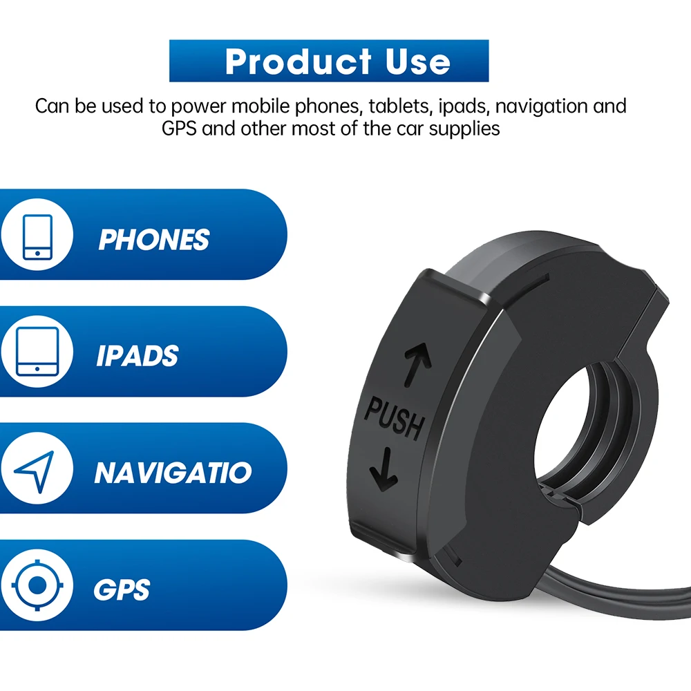 48W Motorcycle Fast Charger QC3.0 18W PD 30W Handlebar Charging Bracket Waterproof Bike Phone Charger 12/24V Socket Adapter