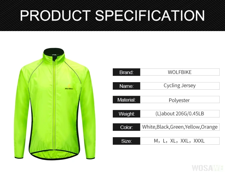 WOSAWE Men Windproof Waterproof Reflective Cycling Jacket MTB Bicycle Long Sleeve Windbreaker Sleeveless Vest Bike Coat Jersey
