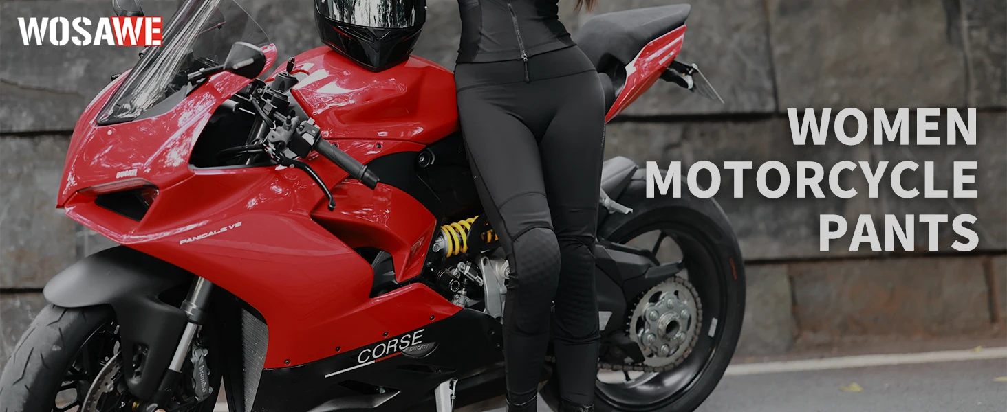 WOSAWE Motorcycle Riding Style Trousers Women Summer Breathable Stretch Slim Pants Quick Drying Breathable Outdoor Riding Pants