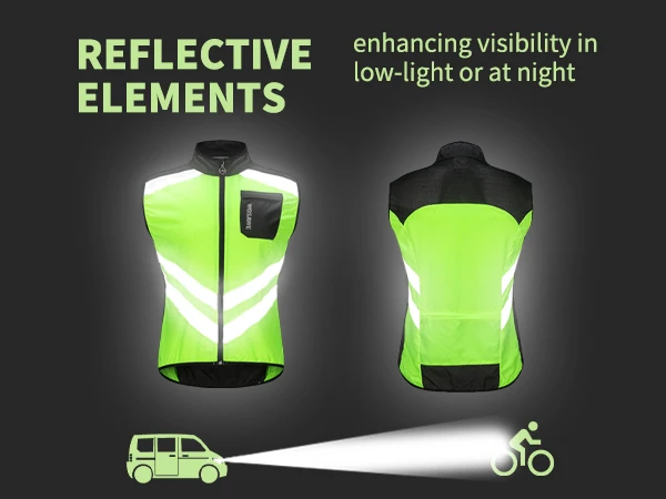 WOSAWE Men’s Cycling Windbreaker Jacket Waterproof Windproof Reflective Bike Coat Lightweight Outdoor Sports Apparel Portable