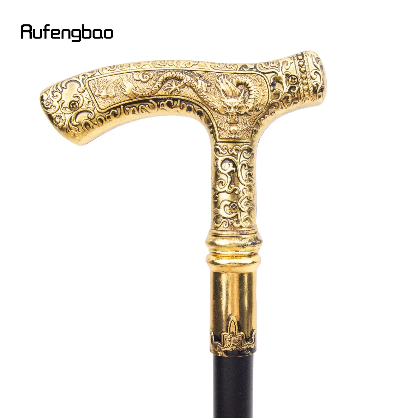 Golden Dragon Luxury Pattern Walking Stick Party Fashion Elegant Walking Stick Decorative Cospaly Cane Knob Crosier 89cm