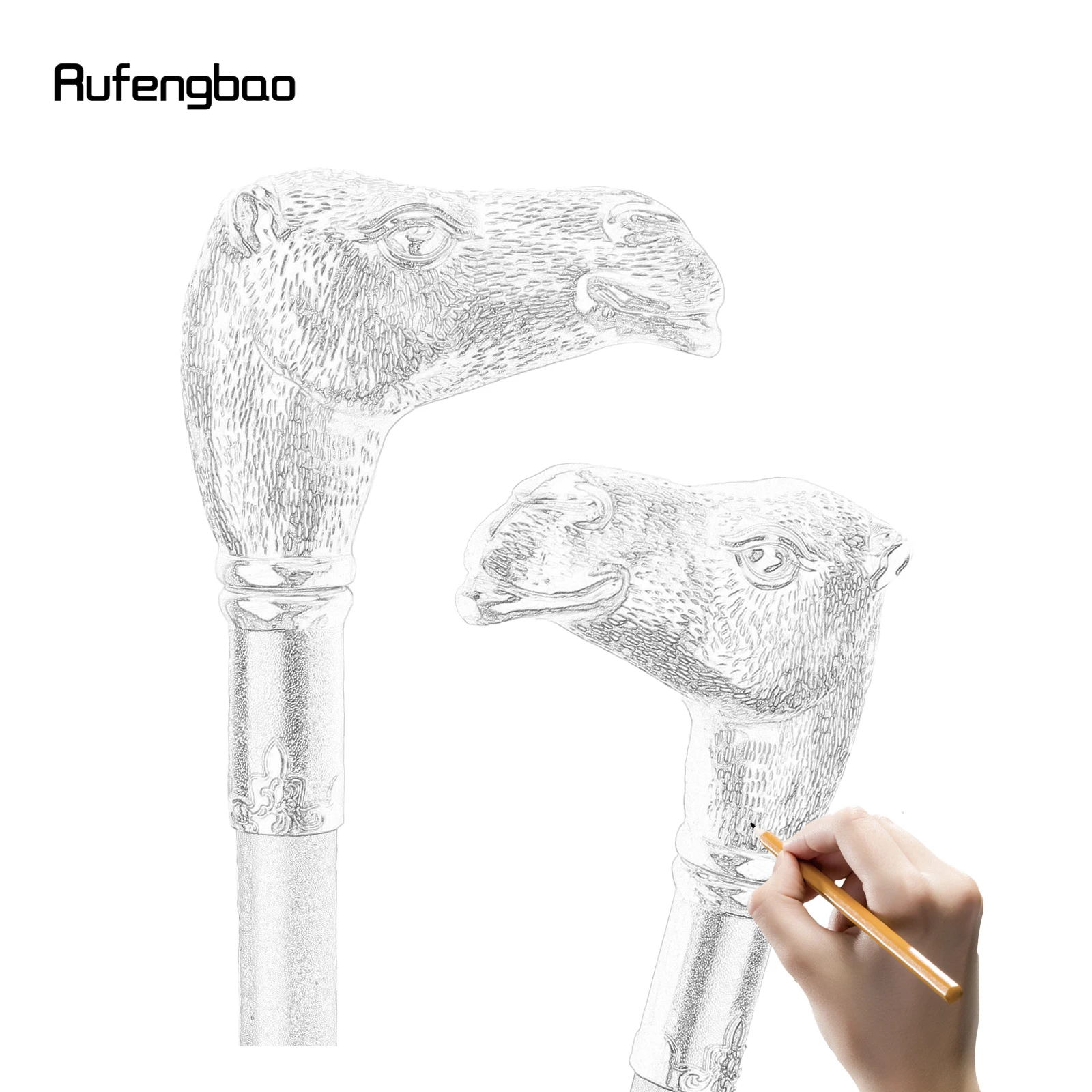 Silver Camel Head Walking Cane Fashion Walking Stick Gentleman Luxury Crosier Knob Walking Stick 93cm
