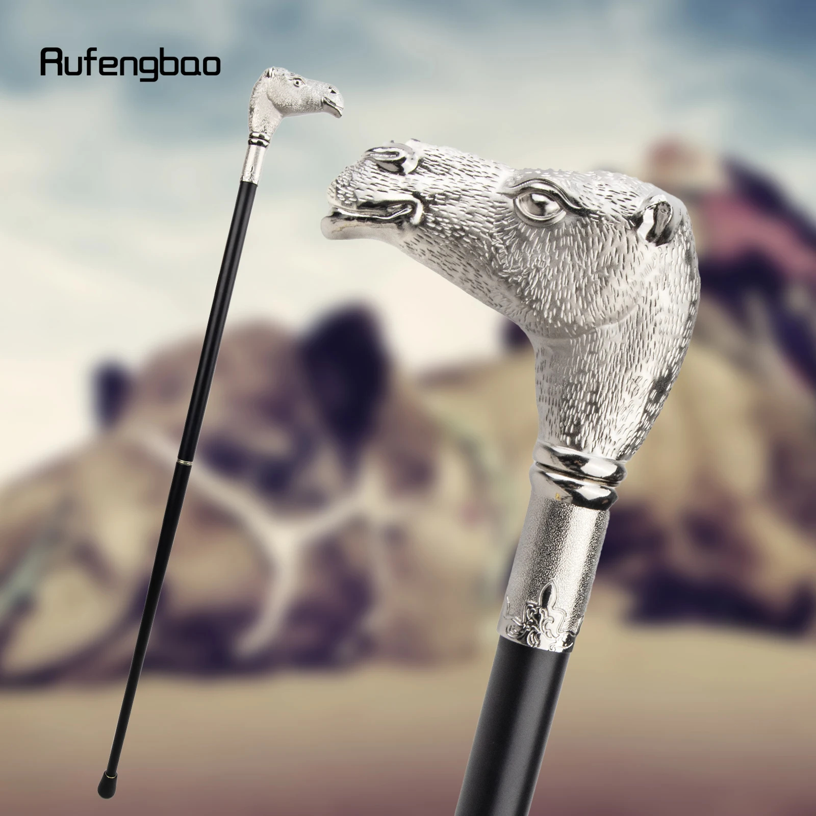 Silver Camel Head Walking Cane Fashion Walking Stick Gentleman Luxury Crosier Knob Walking Stick 93cm