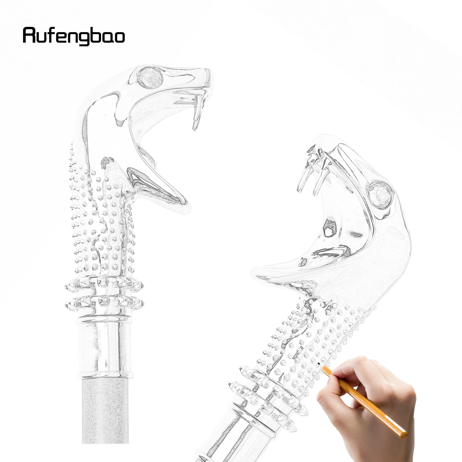 White Luxury Snake Cobra Green Eyes Fashion Walking Stick Party Decorative Walking Cane Elegant Crosier Knob Walking Stick 92cm