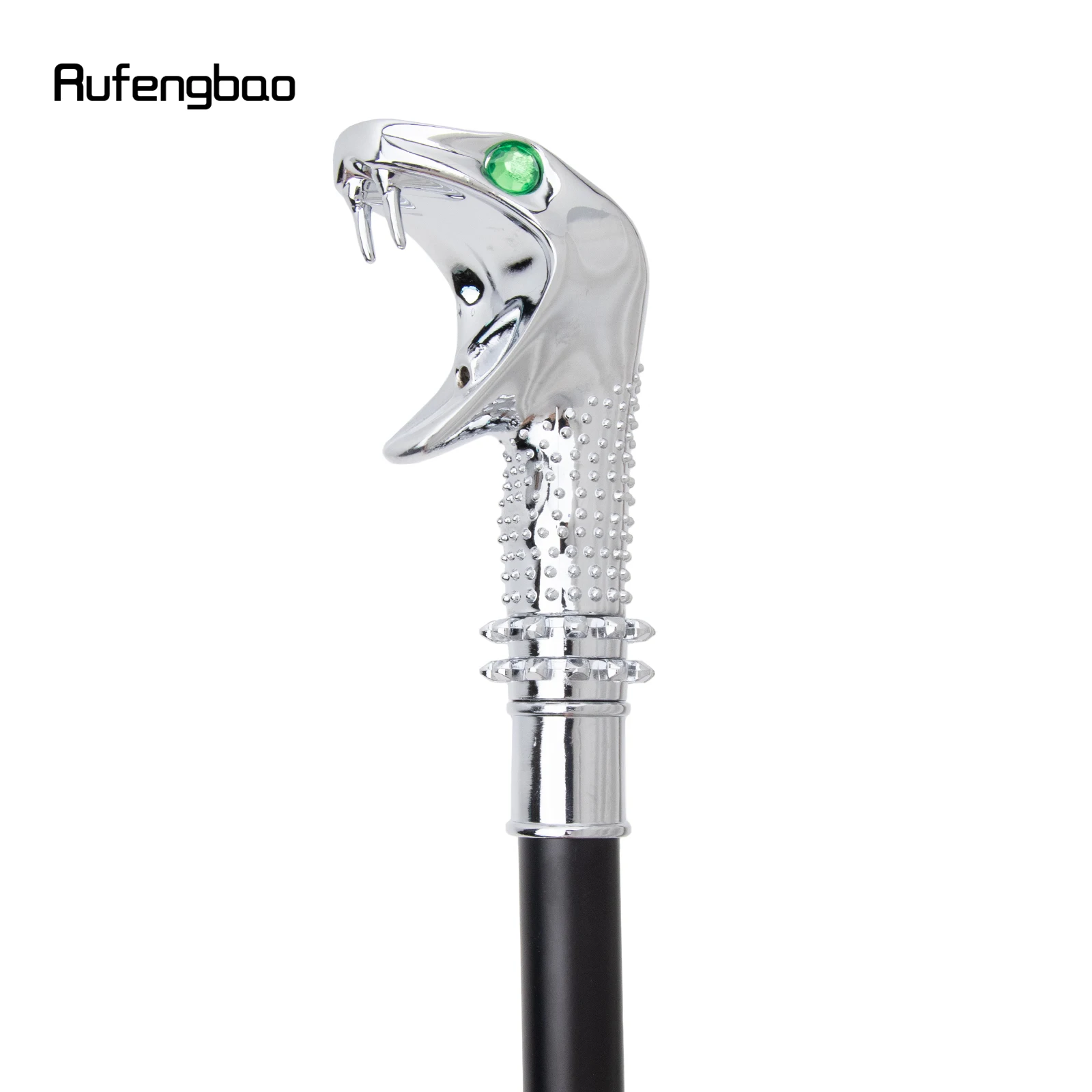 White Luxury Snake Cobra Green Eyes Fashion Walking Stick Party Decorative Walking Cane Elegant Crosier Knob Walking Stick 92cm