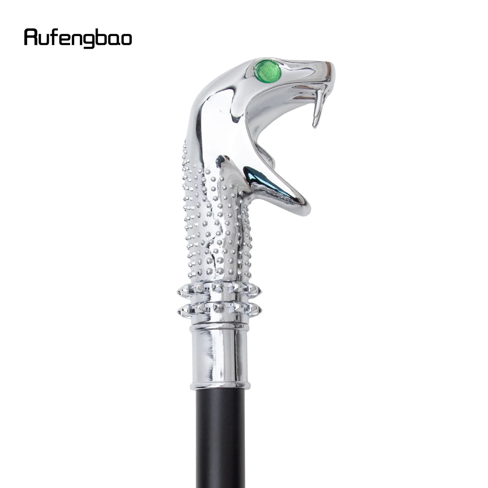 White Luxury Snake Cobra Green Eyes Fashion Walking Stick Party Decorative Walking Cane Elegant Crosier Knob Walking Stick 92cm