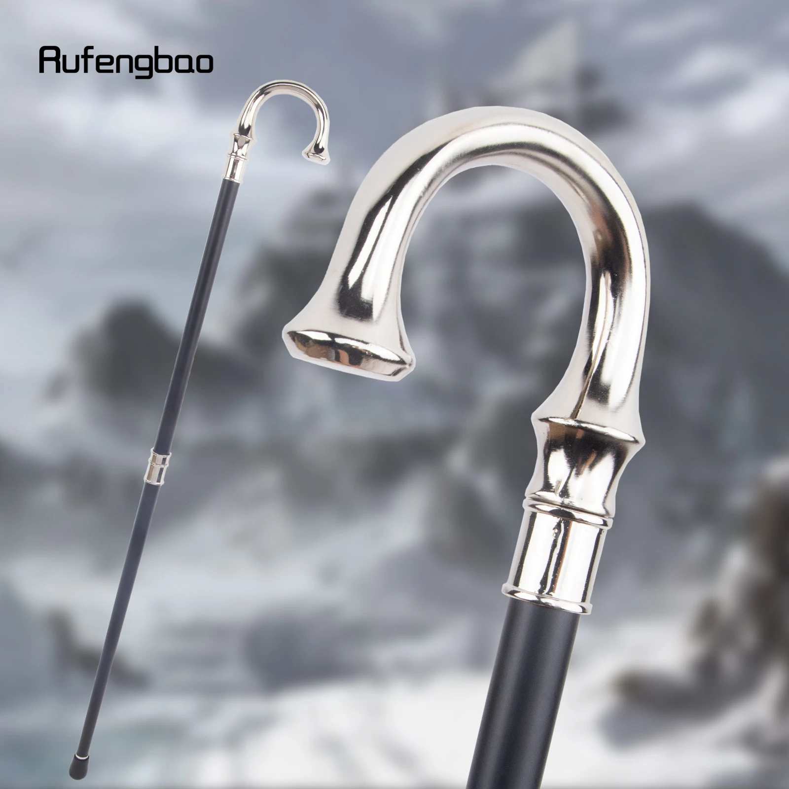 White U Hanger Walking Stick with Hidden Plate Self Defense Fashion Cane Plate Cosplay Crosier Stick 94cm
