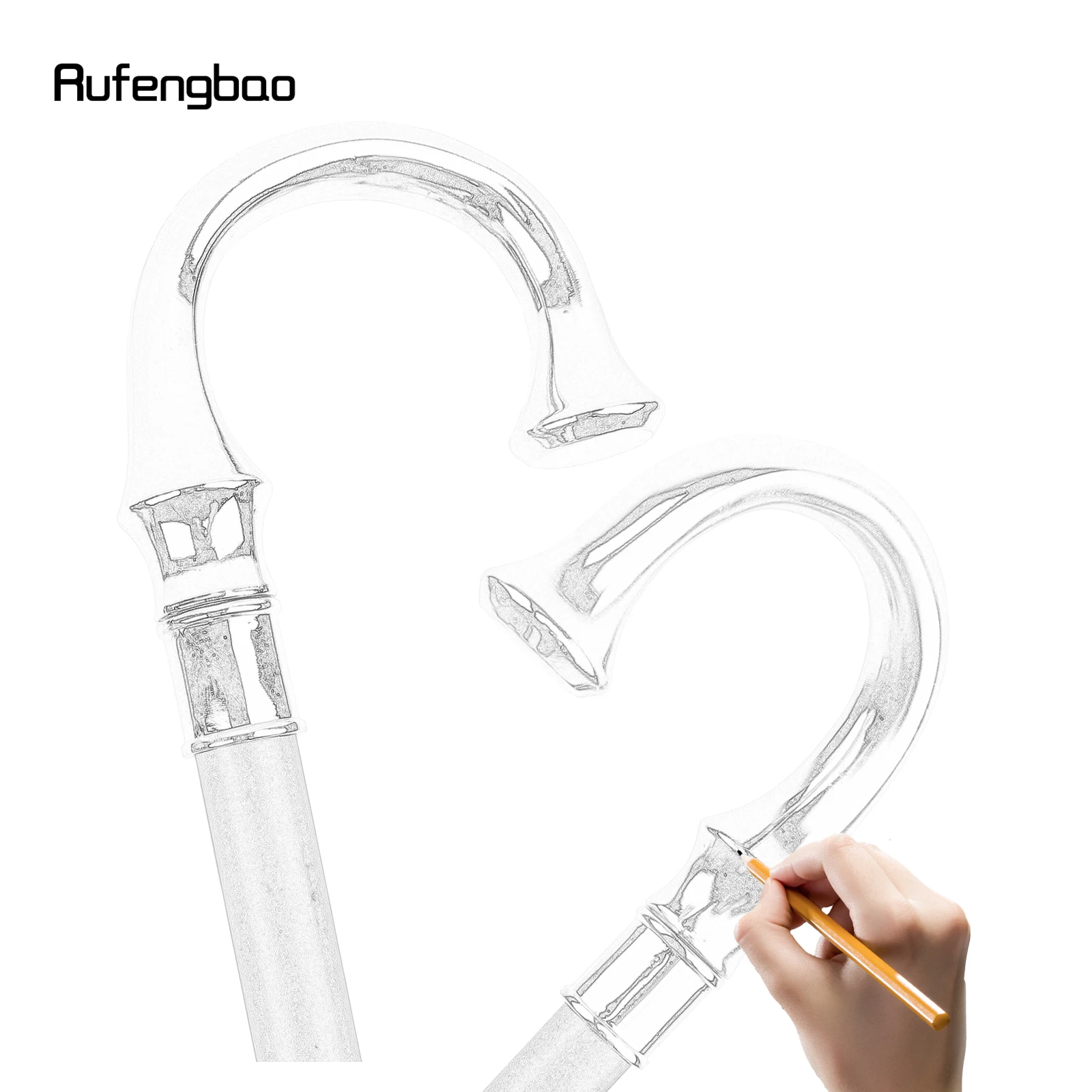 White U Hanger Walking Stick with Hidden Plate Self Defense Fashion Cane Plate Cosplay Crosier Stick 94cm