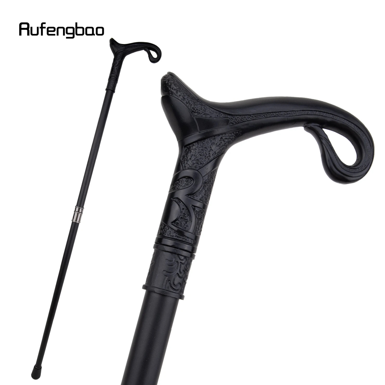 Black Luxury Curve Line Type Walking Stick with Hidden Plate Self Defense Fashion Cane Plate Cosplay Crosier Stick 93cm