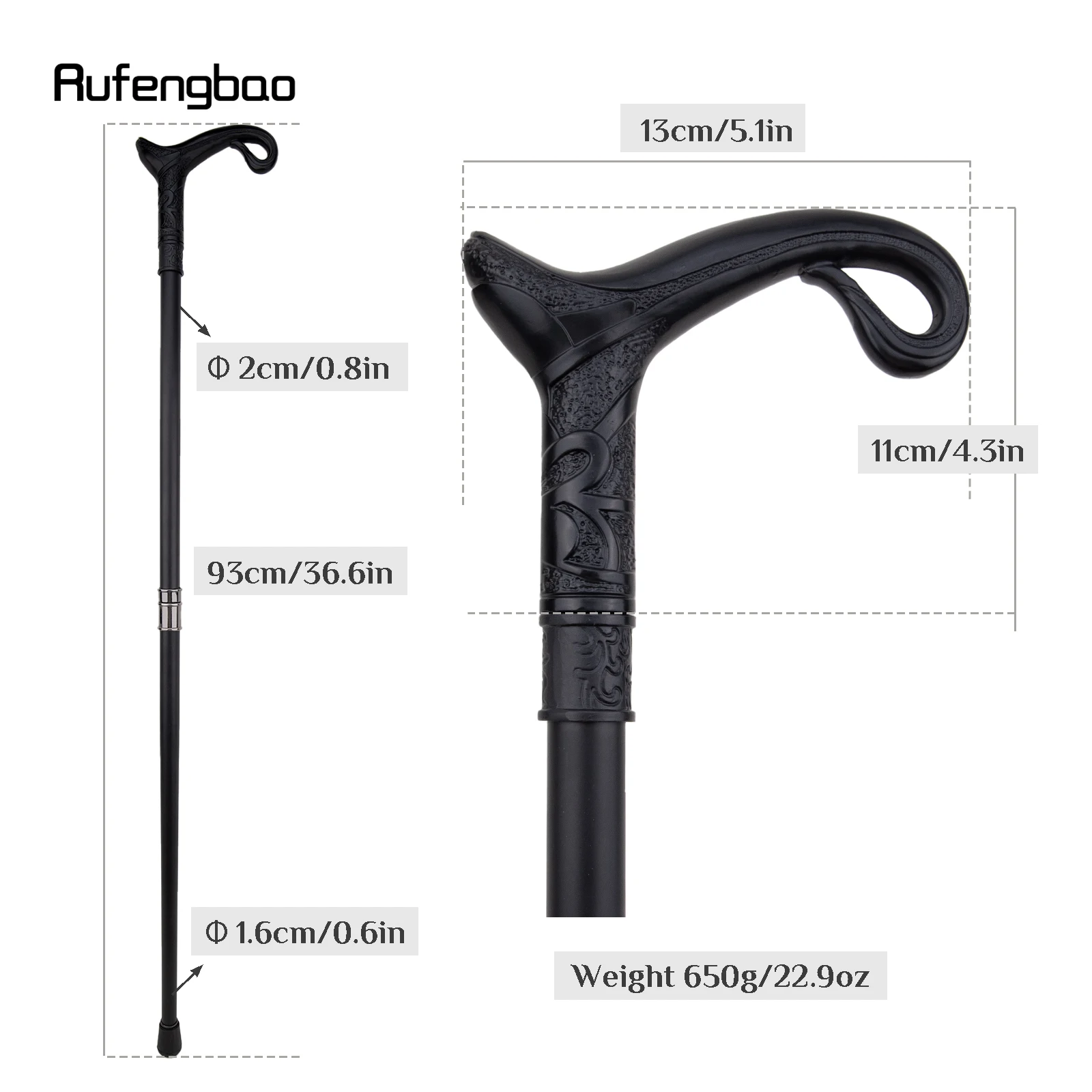 Black Luxury Curve Line Type Walking Stick with Hidden Plate Self Defense Fashion Cane Plate Cosplay Crosier Stick 93cm